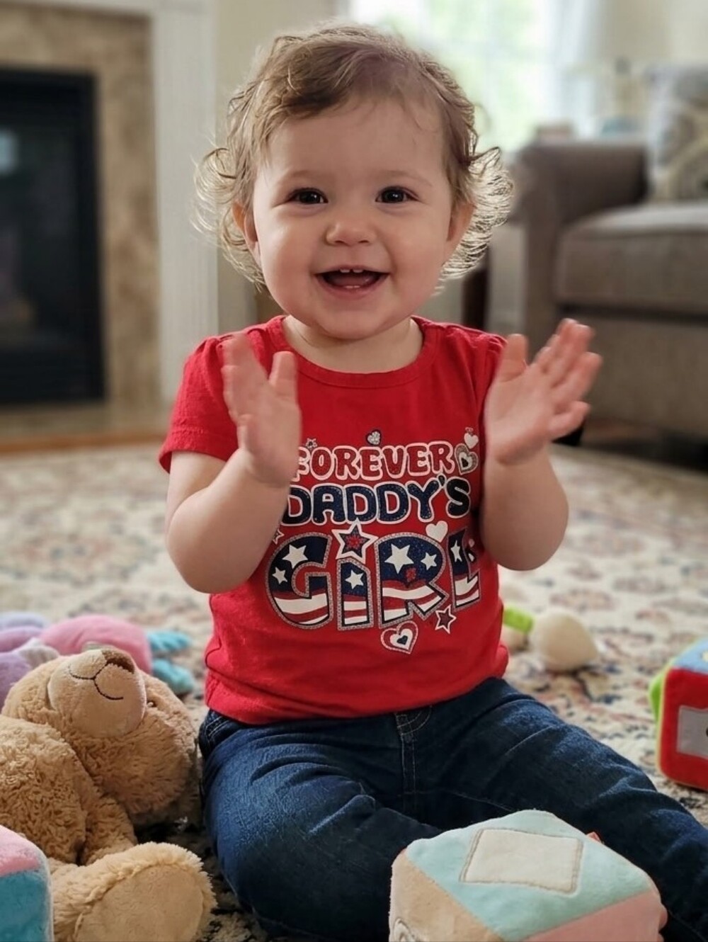 Baby Girls 12M Red Patriotic T-Shirt Forever Daddy’s Girl Short Sleeve